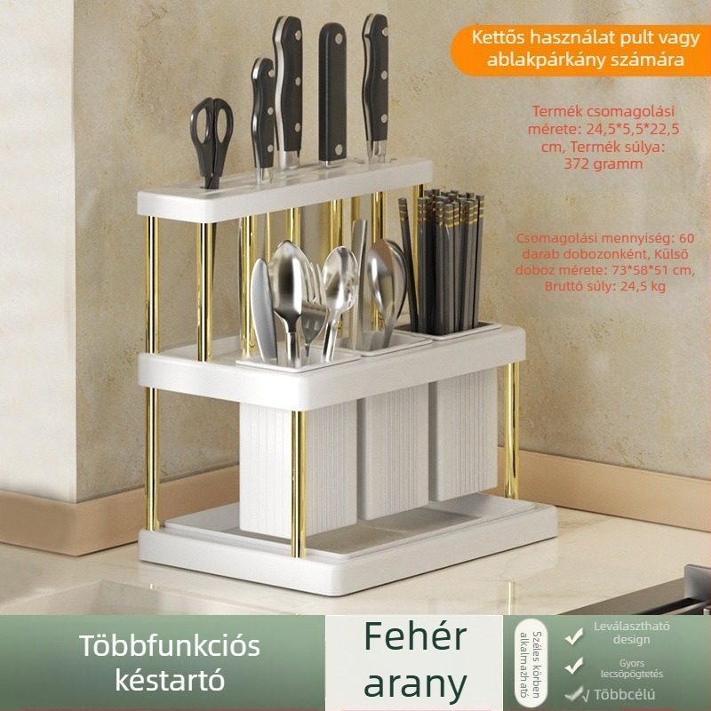 Népszerű késtartó, pálcikacső, multifunkcionális konyhai tárolóállvány, kés- és villatároló állvány