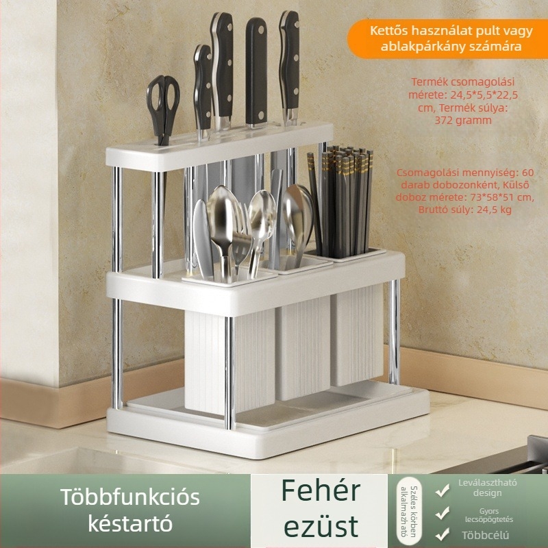 Népszerű késtartó, pálcikacső, multifunkcionális konyhai tárolóállvány, kés- és villatároló állvány