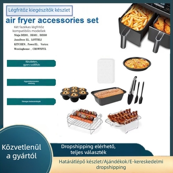 Légkeveréses fritőz tartozékok 9 db-os téglalap alakú grillsütő állvány tusi doboz, dupla edényes sorozatú termékekhez, határokon átnyúló Amazon