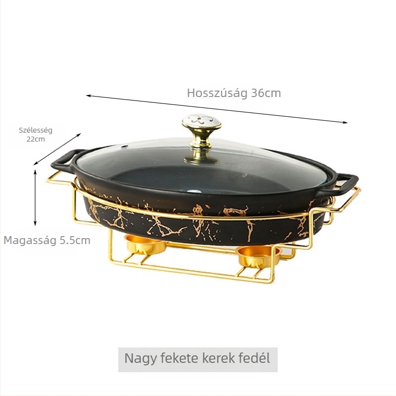 Nordic Style Oval kerámia leveses fazék háztartási hotelasztalok edények rakott állvány gyertyafűtés haltál binaurális száraz edény nagykereskedelem