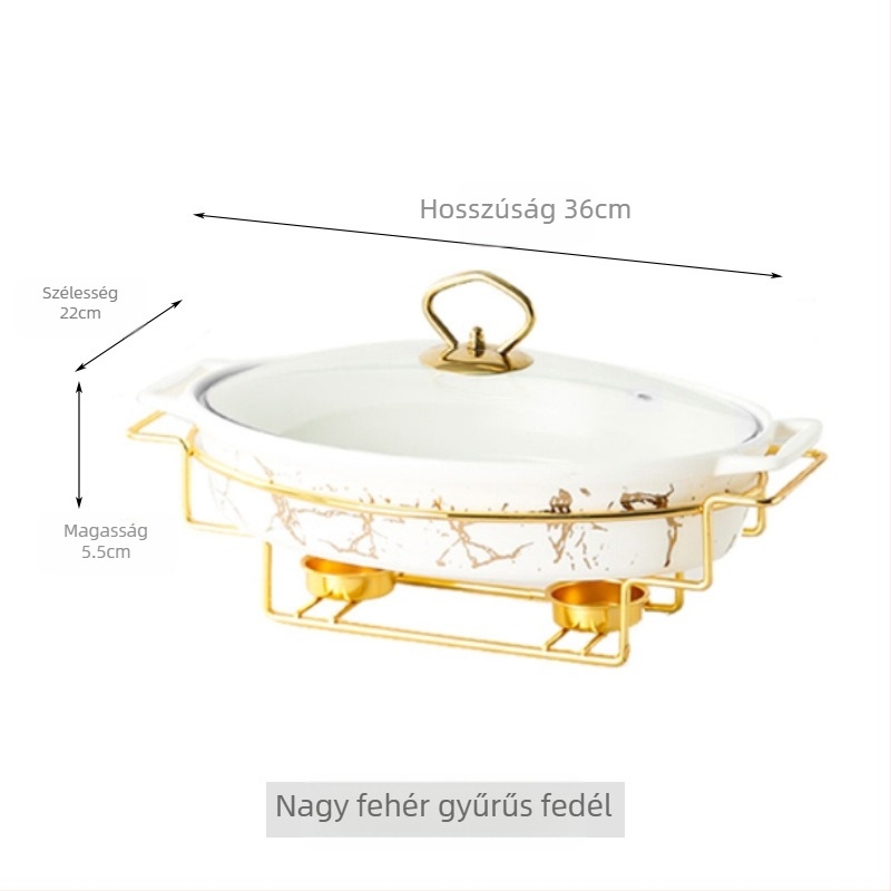 Nordic Style Oval kerámia leveses fazék háztartási hotelasztalok edények rakott állvány gyertyafűtés haltál binaurális száraz edény nagykereskedelem
