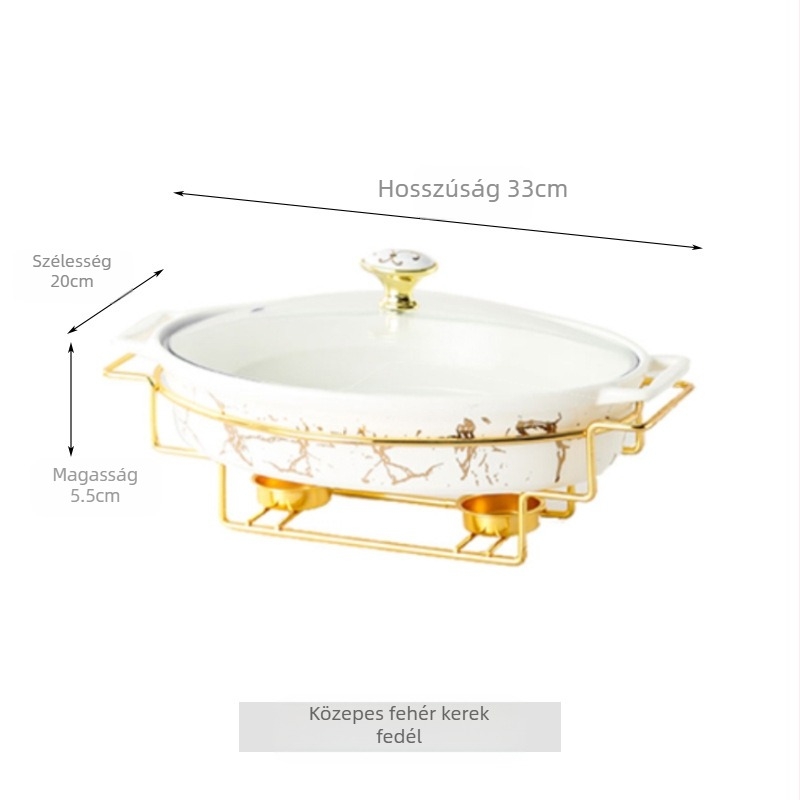 Nordic Style Oval kerámia leveses fazék háztartási hotelasztalok edények rakott állvány gyertyafűtés haltál binaurális száraz edény nagykereskedelem