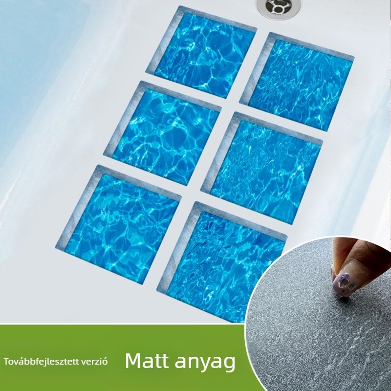 Funlife kreatív utánzatú 3D háromdimenziós kádmatricák hullámkarton falmatricák csúszásgátló szőnyeg vízálló twill fólia Baths009