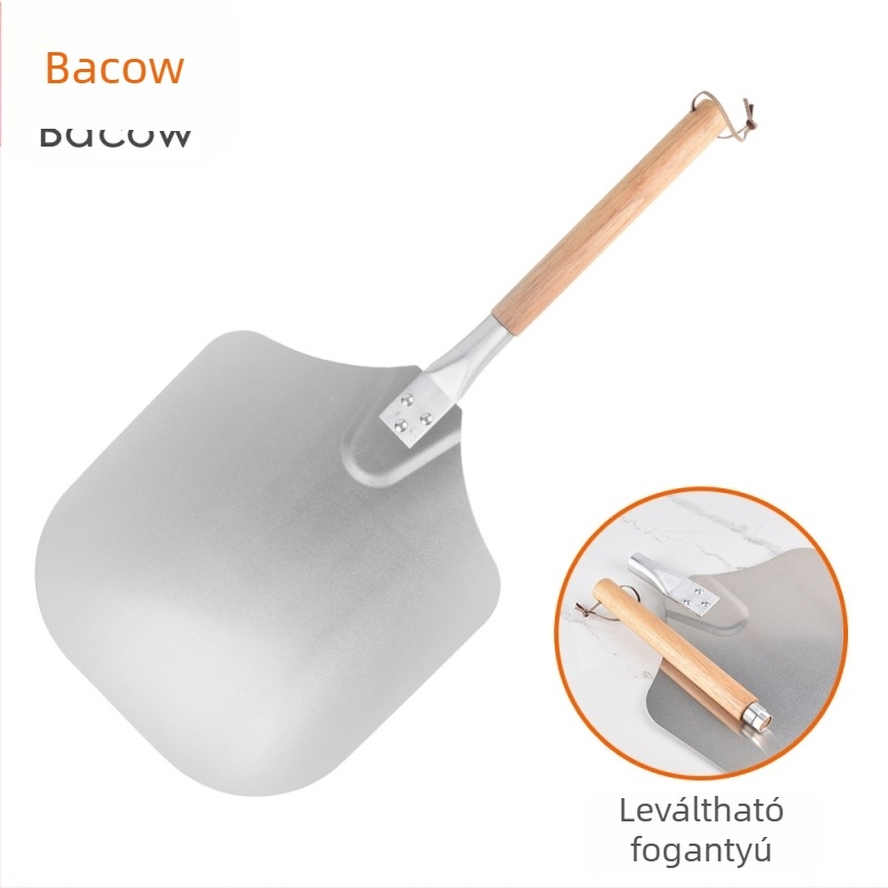 Sütőeszközök levehető nyéllel, spirális mintázattal, 30 cm-es pizzalapát, alumínium lapát, pizzaátadó lapát, fa nyéllel, pizzalapát