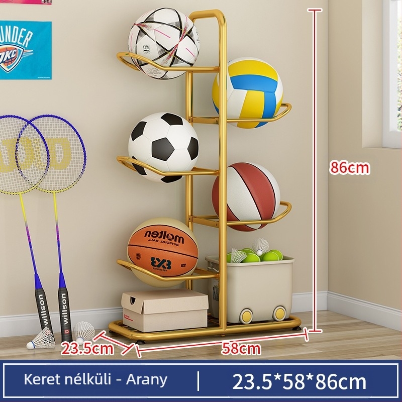 Gyermek kosárlabda tároló állvány háztartási többrétegű labda tároló állvány pingpong tollaslabda ütő játék padló tároló kosár