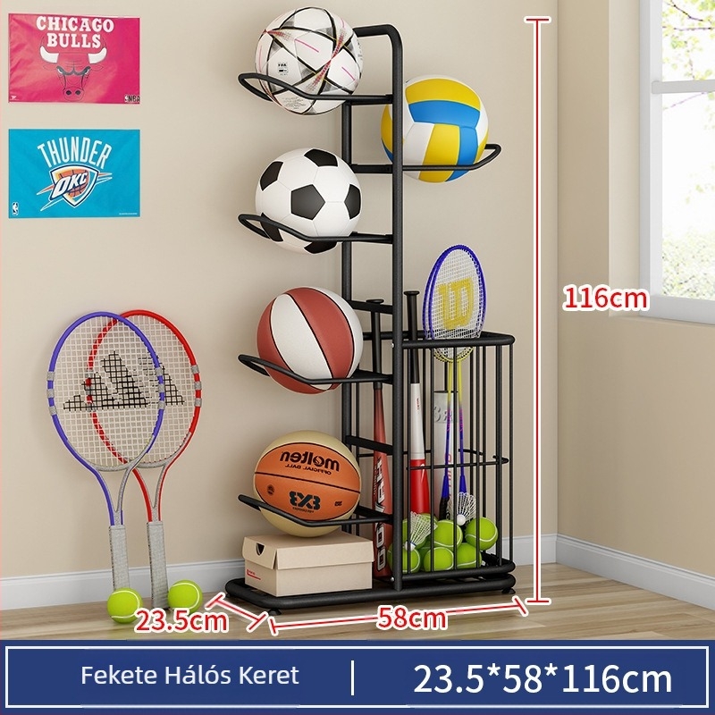 Gyermek kosárlabda tároló állvány háztartási többrétegű labda tároló állvány pingpong tollaslabda ütő játék padló tároló kosár