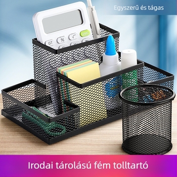 Többfunkciós fém tolltartó nagy kapacitással tolltartáshoz, diákpapírhoz, tolltartó, tolltartó tároláshoz, kreatív irodaszerek