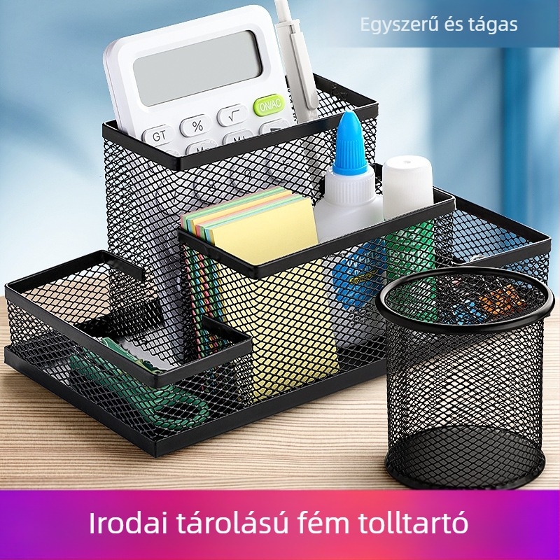 Többfunkciós fém tolltartó nagy kapacitással tolltartáshoz, diákpapírhoz, tolltartó, tolltartó tároláshoz, kreatív irodaszerek