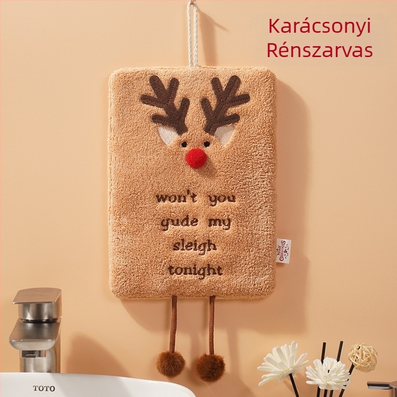 Karácsonyi törölköző, felakasztható, vastag korall gyapjú törölköző, konyhai nedvszívó, gyorsan száradó kendő, rajzfilm törölköző, új