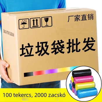 100 tekercses szemeteszsák fülekkel, hordozható, szakadásálló, vastagított, lapos szájú, eldobható műanyag zacskók, masszív és tartós