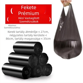 100 tekercses szemeteszsák fülekkel, hordozható, szakadásálló, vastagított, lapos szájú, eldobható műanyag zacskók, masszív és tartós