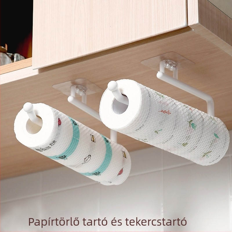 Konyhai papírzsebkendő tartó, lyukasztásmentes szekrény, papírtekercs állvány, tároló állvány, konyhai papírzsebkendő műanyag fóliázó állvány