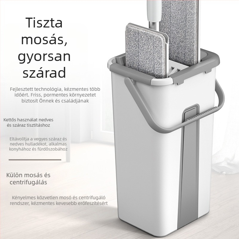 Új, kézzel mosható, háztartási nedvszívó felmosó, lapos felmosó, száraz és nedves, kettős felhasználású, lusta ember felmosó, műtárgy-tiszta felmosóvödör