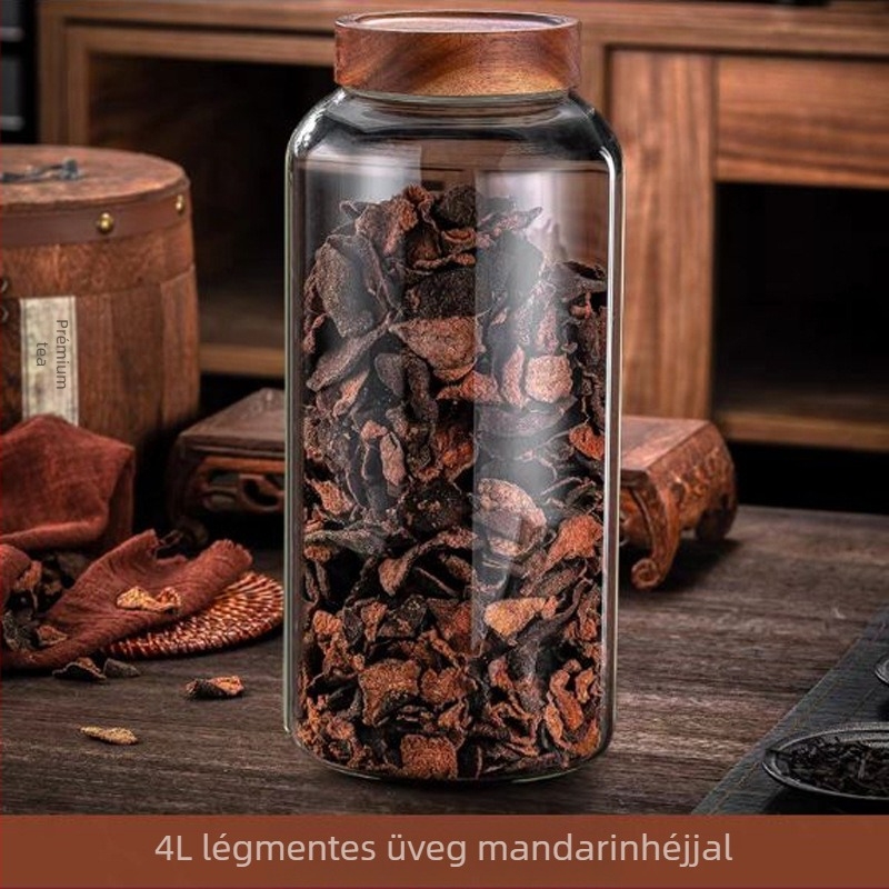 Szárító Pericarpium tárolóedény Speciális nagyméretű, magas boroszilikát üvegből készült, lezárt üveg Tea Gyógyszeres Kijelzőedény Nedvességálló tárolóedény