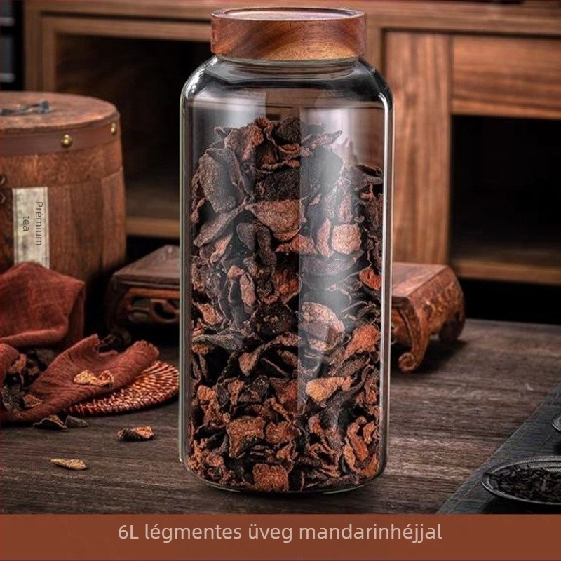 Szárító Pericarpium tárolóedény Speciális nagyméretű, magas boroszilikát üvegből készült, lezárt üveg Tea Gyógyszeres Kijelzőedény Nedvességálló tárolóedény