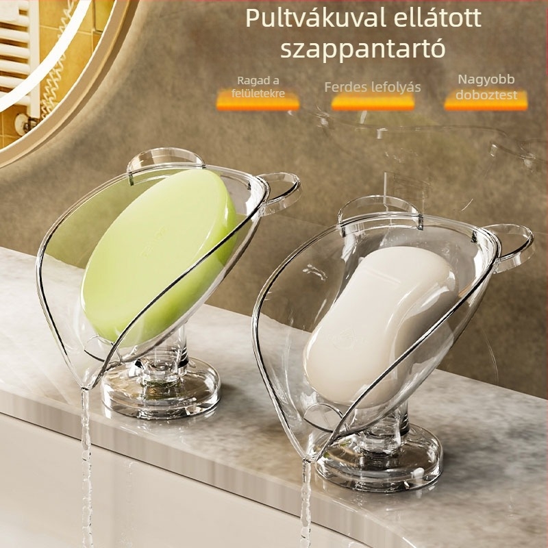 Pultlefolyó, lyukasztásmentes szappantartó, háztartási könnyű luxus tapadókorongos szappantartó, fürdőszobai szappantartó, fürdőszobai tárolóállvány