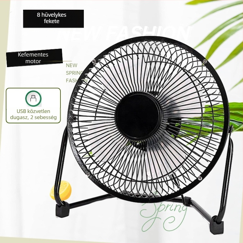 8 hüvelykes USB kis ventilátor vasművészeti kis elektromos ventilátor asztali kollégiumi irodai otthoni mini asztali ventilátor kefe nélküli motorral