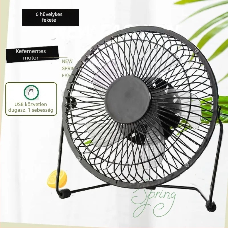 8 hüvelykes USB kis ventilátor vasművészeti kis elektromos ventilátor asztali kollégiumi irodai otthoni mini asztali ventilátor kefe nélküli motorral