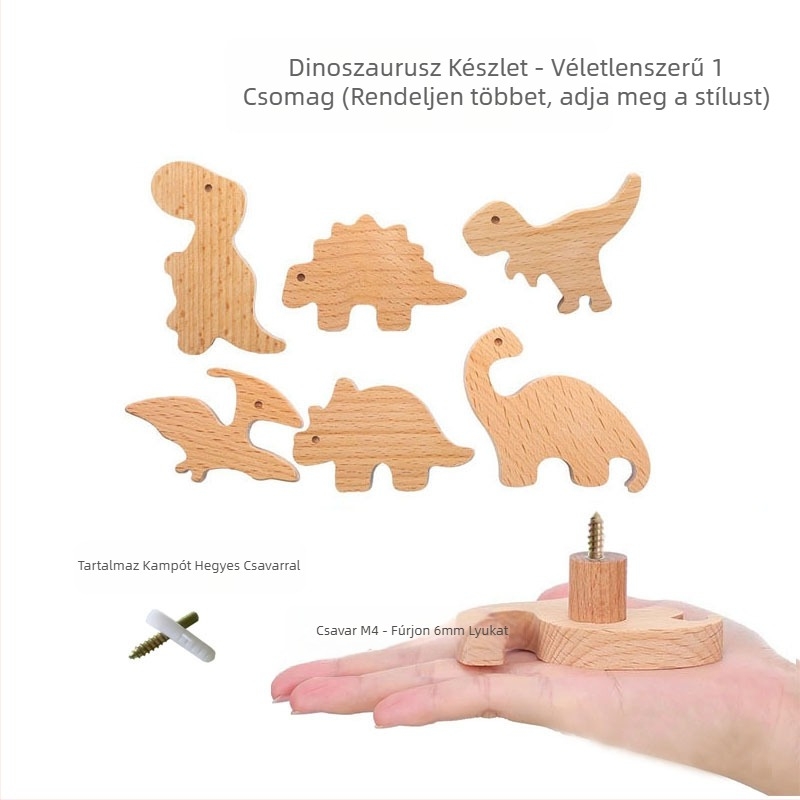 [Fogantyúkampó termékek, régi ügyfelek] Tömörfa rajzfilm fogantyú csillag hold felhők dinoszaurusz állatok mentes lyukasztás