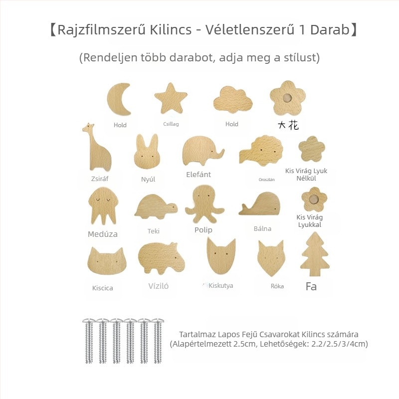 [Fogantyúkampó termékek, régi ügyfelek] Tömörfa rajzfilm fogantyú csillag hold felhők dinoszaurusz állatok mentes lyukasztás