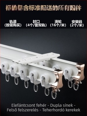 Függöny sín görgő felső rögzítésű kampós oldalsó rögzítésű íves sín kiugró ablak alumínium ötvözetből készült kétsínes csúszó némító vezetősín