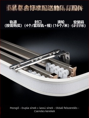 Függöny sín görgő felső rögzítésű kampós oldalsó rögzítésű íves sín kiugró ablak alumínium ötvözetből készült kétsínes csúszó némító vezetősín