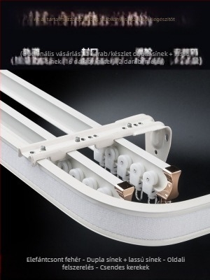 Függöny sín görgő felső rögzítésű kampós oldalsó rögzítésű íves sín kiugró ablak alumínium ötvözetből készült kétsínes csúszó némító vezetősín