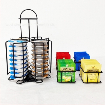 Háztartási egyszerű kétrétegű teafilter-kijelző állvány Tassimo kávékapszula-tároló állvány Forgatható kétrétegű tárolóállvány