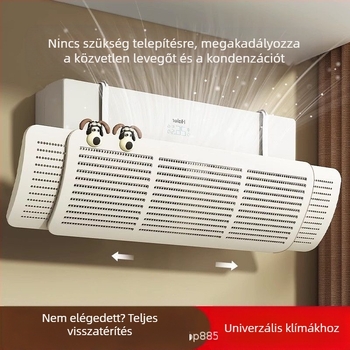 Légkondicionáló terelőlemez beszerelést nem igénylő, vastagított hideg levegő terelőlemez, szélálló, kifúvó terelőlemez, szélesített fedél, falra szerelhető, univerzális típus