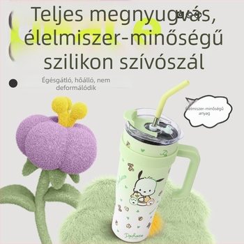 Gyermek Sanrio kreatív rajzfilm nagy kapacitású kültéri hordozható autóba szerelhető szigetelt meleg és hideg fogantyús pohár hordozható