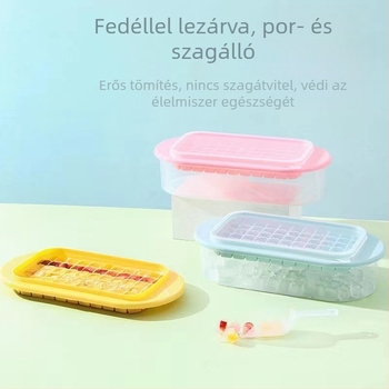 Kawashima House jégkockaforma nagy kapacitású szilikon jégkocka háztartási jégtároló jégdoboz fedéllel hűtőszekrényben fagyasztott jégkocka műtárgy