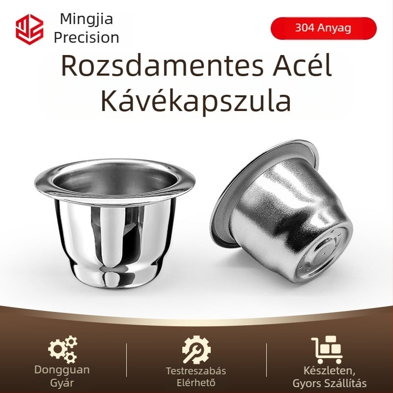 Határokon átnyúlóan kompatibilis Xiaomi Nespresso rozsdamentes acél kávékapszula-pohár, újrafelhasználható alumíniumfólia fedéllel