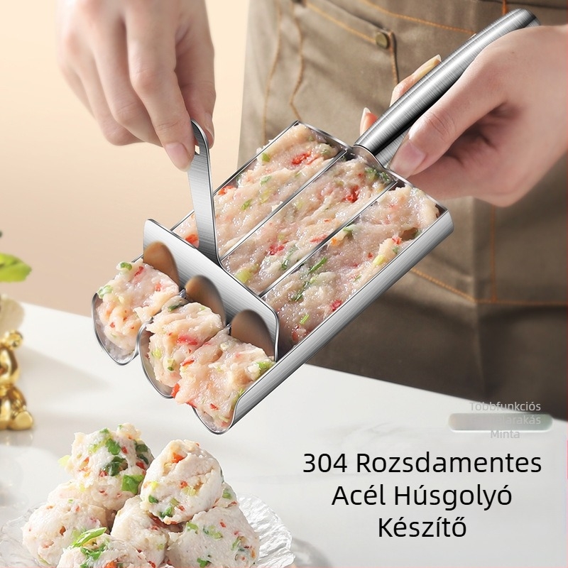 Gyári kreatív 304 rozsdamentes acél halgolyó készítő forró edény üzlet Sanlian konyhai garnélarák csúszásforma húsgolyó kanál