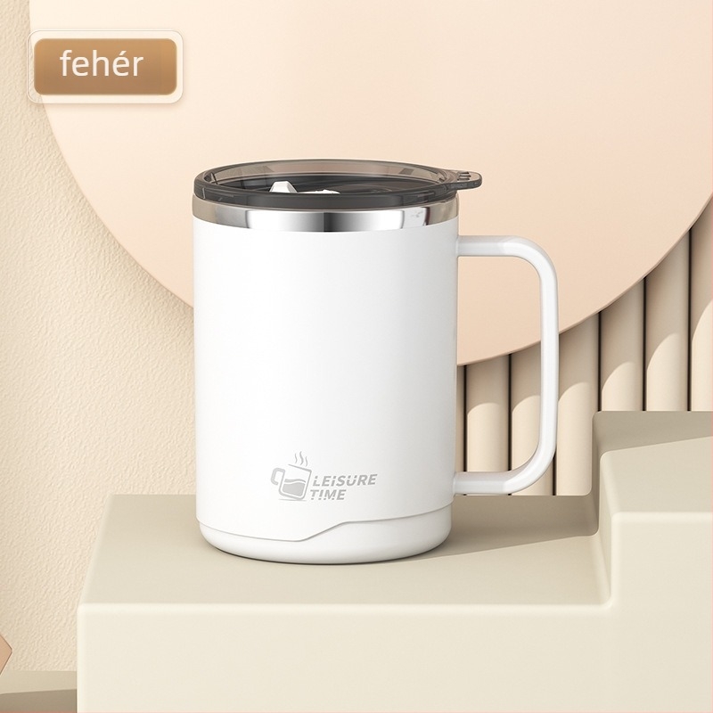 Gyárilag közvetlen szállítású, magas színű, 304 rozsdamentes acélból készült kávésbögre, tealefolyóval és fedéllel ellátott irodai bögregenerációval