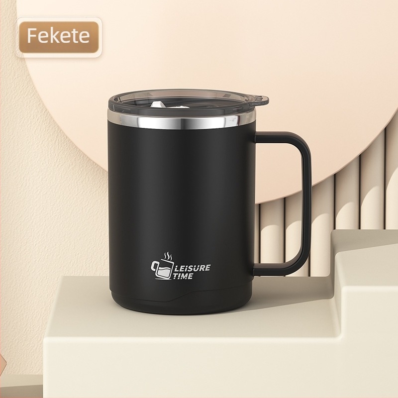 Gyárilag közvetlen szállítású, magas színű, 304 rozsdamentes acélból készült kávésbögre, tealefolyóval és fedéllel ellátott irodai bögregenerációval