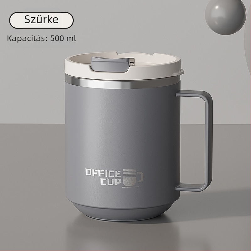 Gyárilag közvetlen szállítású, magas színű, 304 rozsdamentes acélból készült kávésbögre, tealefolyóval és fedéllel ellátott irodai bögregenerációval