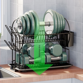Konyhai tároló tál és edénytartó háztartási asztallap multifunkcionális tároló lefolyó edénytartó tálakhoz és pálcika vágó elrendezéshez tárolószekrény