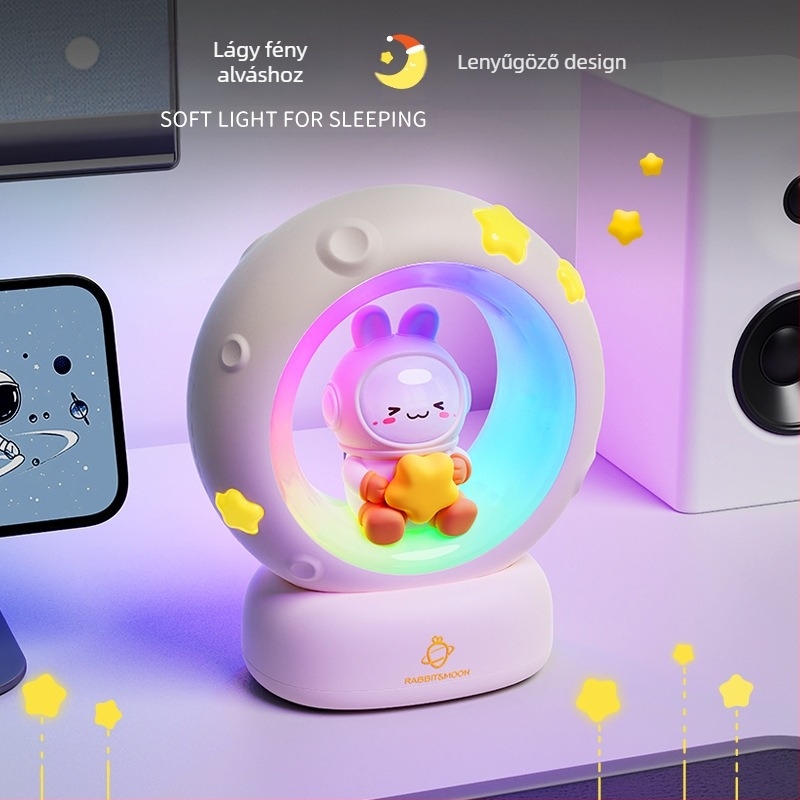 Esemény ajándék űrhajós csillagokat és holdat szedő éjszakai fény USB töltő panda tapsfény RGB hangulatú alvófény