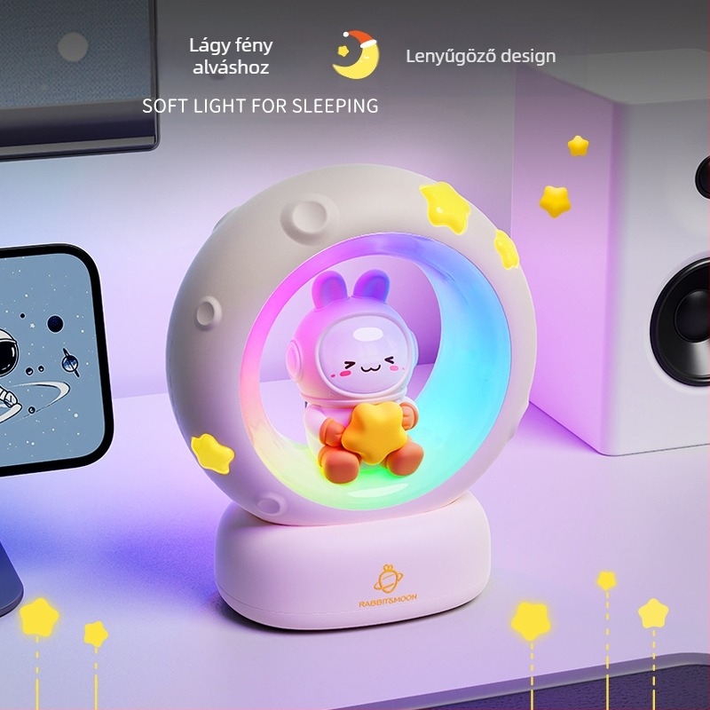 Esemény ajándék űrhajós csillagokat és holdat szedő éjszakai fény USB töltő panda tapsfény RGB hangulatú alvófény