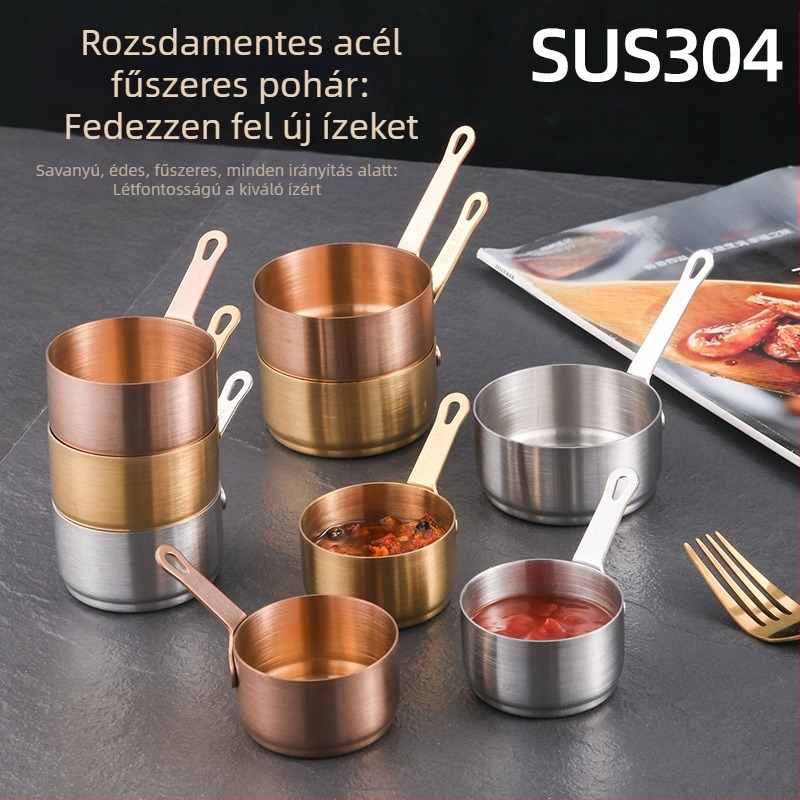 304 rozsdamentes acél szószpohár mártogatós tányérral Western étterem steak szószpohár kreatív paradicsomszósz pohár vödör étkészlet