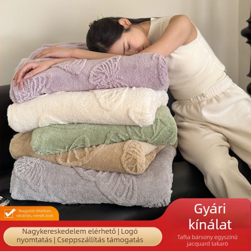 Pillangó stílusú jacquard bársony takaró, egyszínű, többfunkciós, vastag, puha és kényelmes