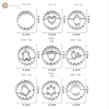Rozsdamentes acél karácsonyi sütiforma 9 darabos készlet Fontaine lekváros sütiforma húsvéti cukortorta forma mézeskalács ember alakú forma