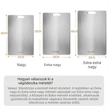 Vágódeszka Antibakteriális Penészálló Háztartási Rozsdamentes acél Gyümölcsvágódeszka Konyhai vágódeszka Zöldségvágó Ragadós vágódeszka Gördülő tányér Rozsdamentes acél