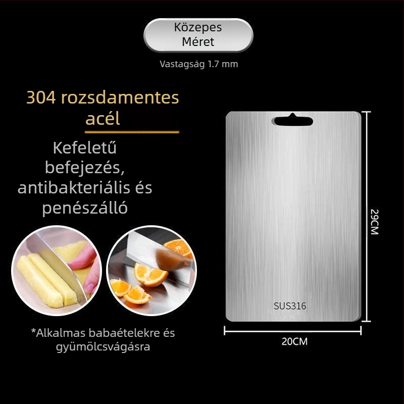 Vágódeszka Antibakteriális Penészálló Háztartási Rozsdamentes acél Gyümölcsvágódeszka Konyhai vágódeszka Zöldségvágó Ragadós vágódeszka Gördülő tányér Rozsdamentes acél