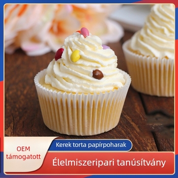 Egyszer használatos, hőálló torta papírtálkák, kör alakú olajálló sütőlinerrel, sütéshez