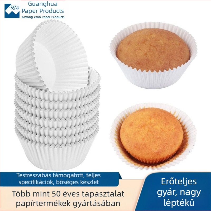 Egyszer használatos, hőálló torta papírtálkák, kör alakú olajálló sütőlinerrel, sütéshez