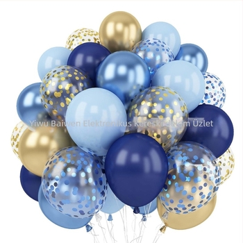 Határokon átnyúló Amazon 60 darabos éjkék arany flitterekkel díszített latex lufi, 30 cm-es apák napi születésnapi parti lufi