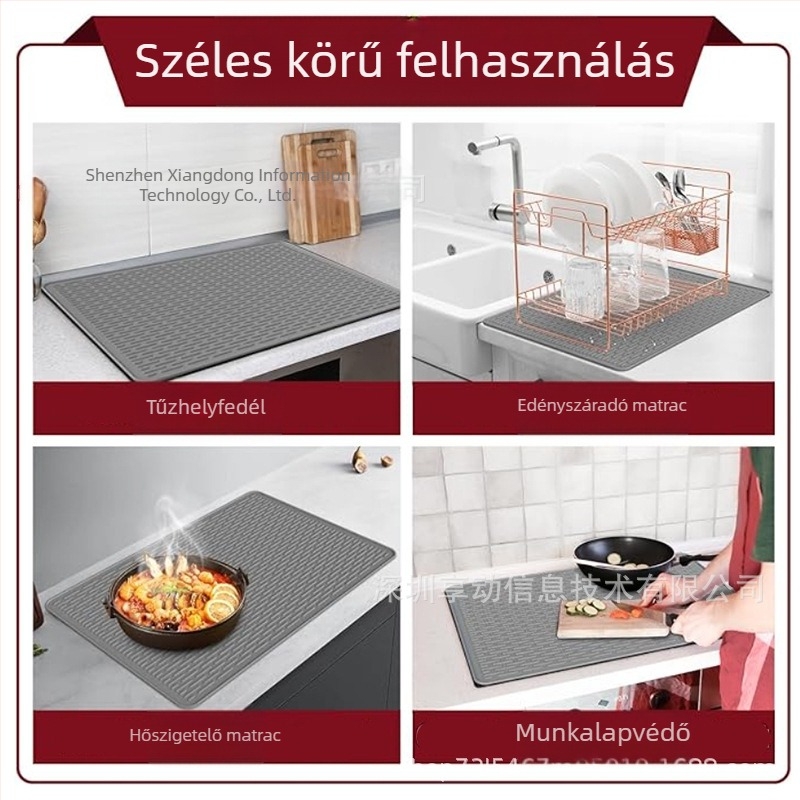 Raktáron új, multifunkcionális tűzhelyszőnyeg, asztali bárvédő szőnyeg, magas hőmérsékletnek ellenálló hőszigetelő edényszőnyeg, konyhai csepegtető szőnyeg