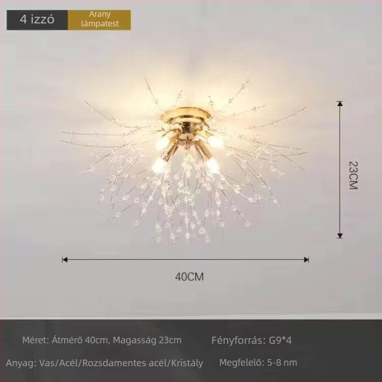 Könnyű luxus nappali csillár, hálószoba lámpa, kristálylámpa, modern egyszerű skandináv szentjánosbogár, népszerű éttermi lámpák, pitypang