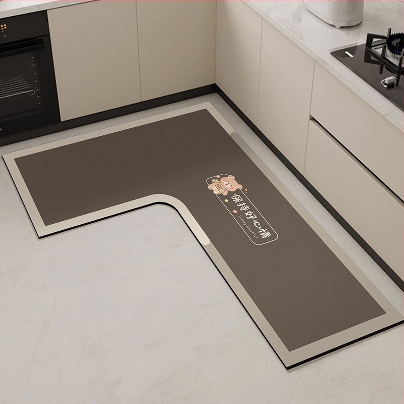 L alakú konyhai padlószőnyeg, folttaszító, csúszásmentes szőnyeg, kovaalgákból készült, iszapot nedvszívó padlószőnyeg, fejlett érzés, könnyen kezelhető, lábszőnyeg, nagykereskedelemben kapható